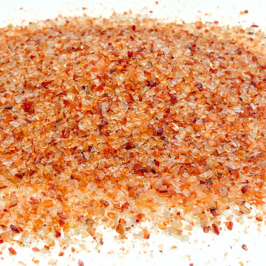 Crushed Dark Orange and Red Carnelian Sand (Grade A) from India, Medium Sand (0.25mm-2mm)