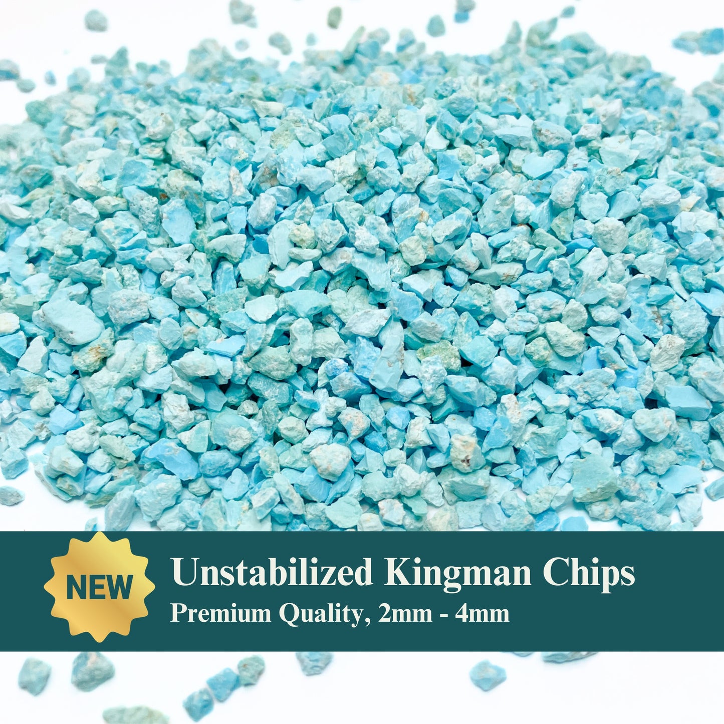 Crushed Premium Unstabilized Kingman Turquoise Chips from Arizona, Pea-Sized Gravel (2mm-4mm) for Woodworking Inlay, Resin Art, Handcrafted Jewelry