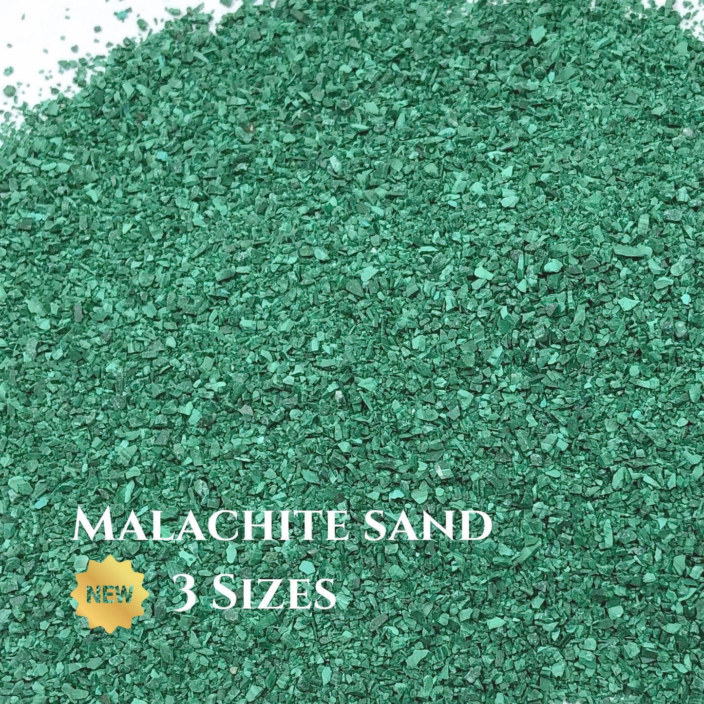Crushed Green Malachite Sand (Grade A) from Republic of Congo, 3 Sand Sizes for Woodworking and Ring Inlay, Resin Art, Memorial Jewelry