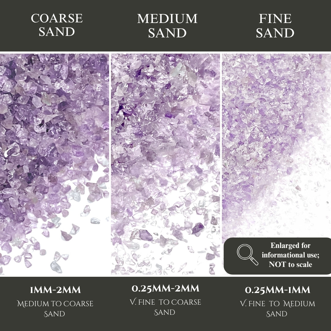 Crushed Purple Amethyst (Grade A) Sand from Namibia, 3 Sand Sizes for Woodworking and Ring Inlay, Resin Art, Memorial Jewelry