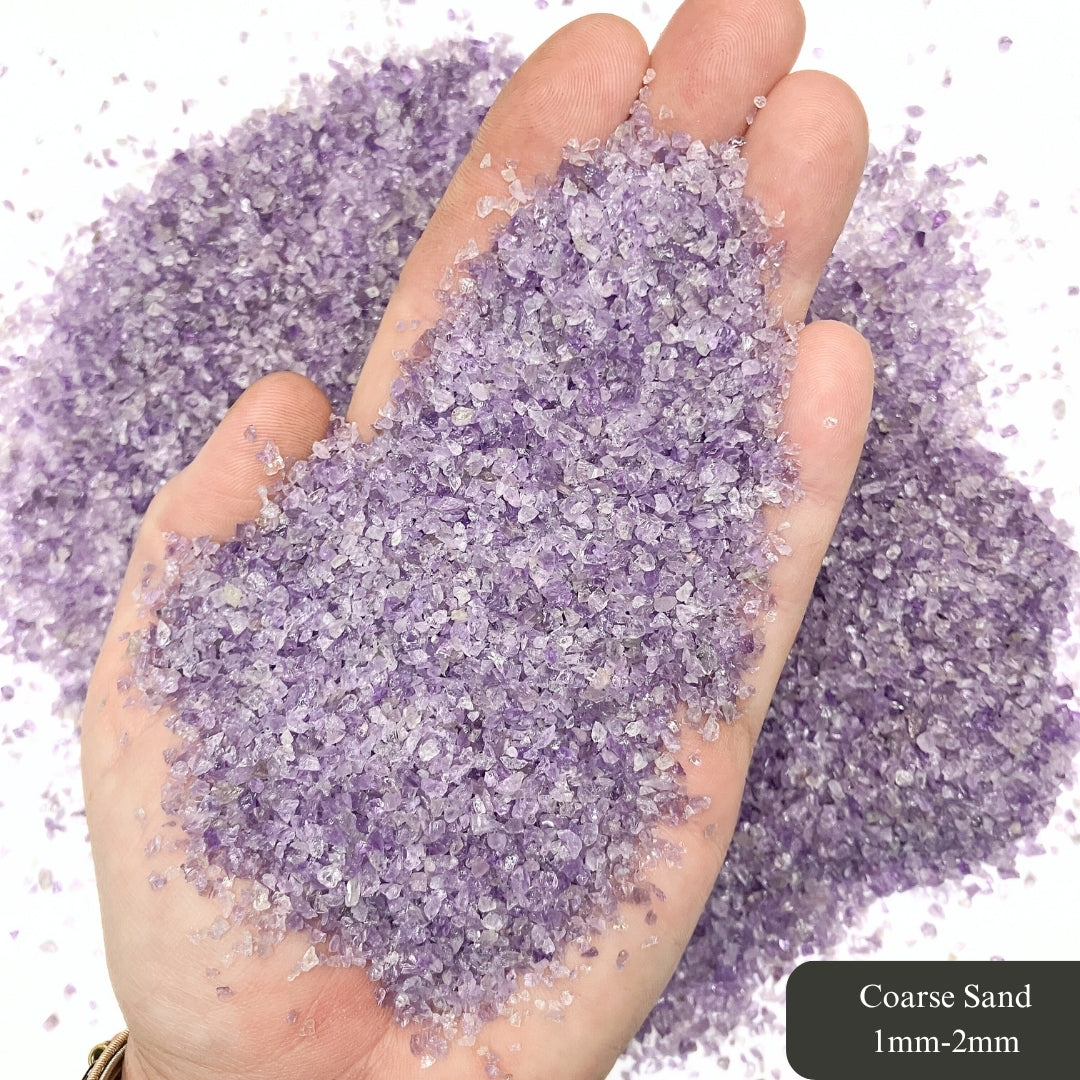 Crushed Purple Amethyst (Grade A) Sand from Namibia, 3 Sand Sizes for Woodworking and Ring Inlay, Resin Art, Memorial Jewelry