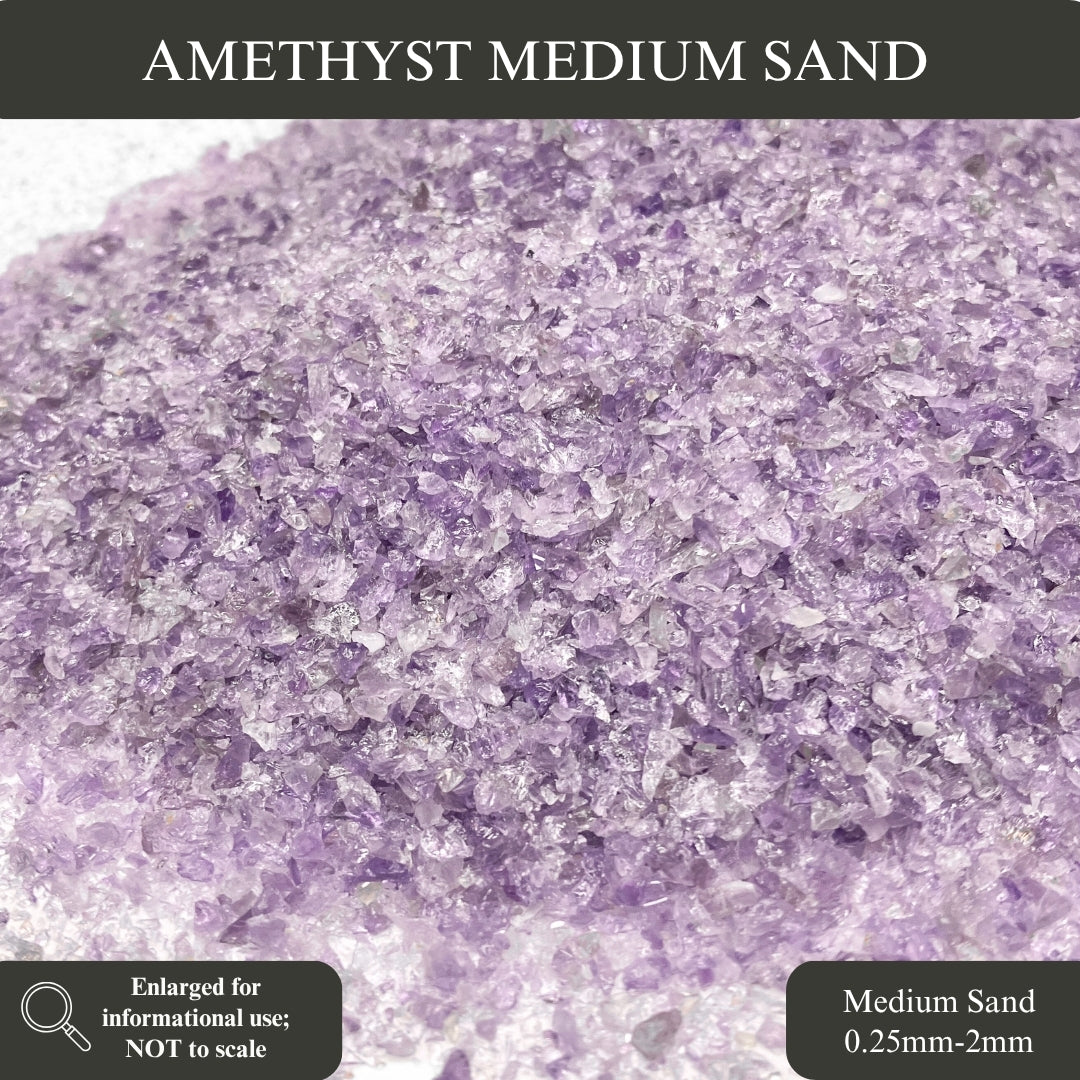 Crushed Purple Amethyst (Grade A) Sand from Namibia, 3 Sand Sizes for Woodworking and Ring Inlay, Resin Art, Memorial Jewelry