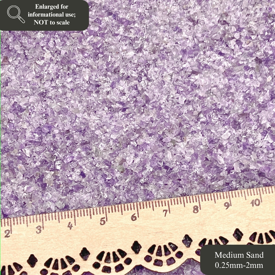 Crushed Purple Amethyst (Grade A) Sand from Namibia, 3 Sand Sizes for Woodworking and Ring Inlay, Resin Art, Memorial Jewelry
