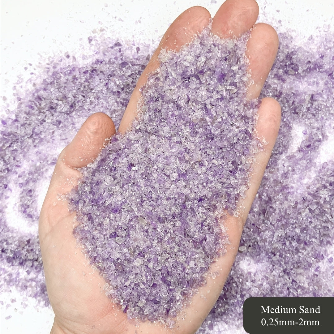 Crushed Purple Amethyst (Grade A) Sand from Namibia, 3 Sand Sizes for Woodworking and Ring Inlay, Resin Art, Memorial Jewelry