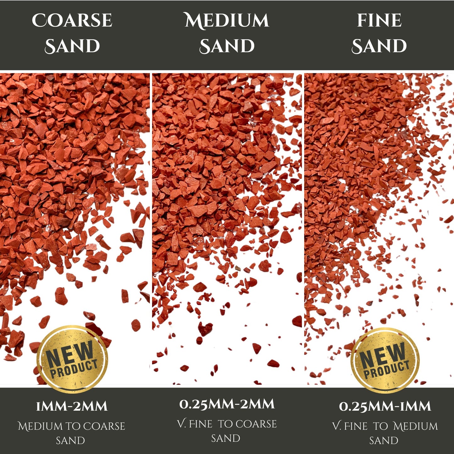 Crushed Brick Red Jasper Sand (Grade A+) from South Africa, 3 Sand Sizes for Woodworking and Ring Inlay, Resin Art, Memorial Jewelry