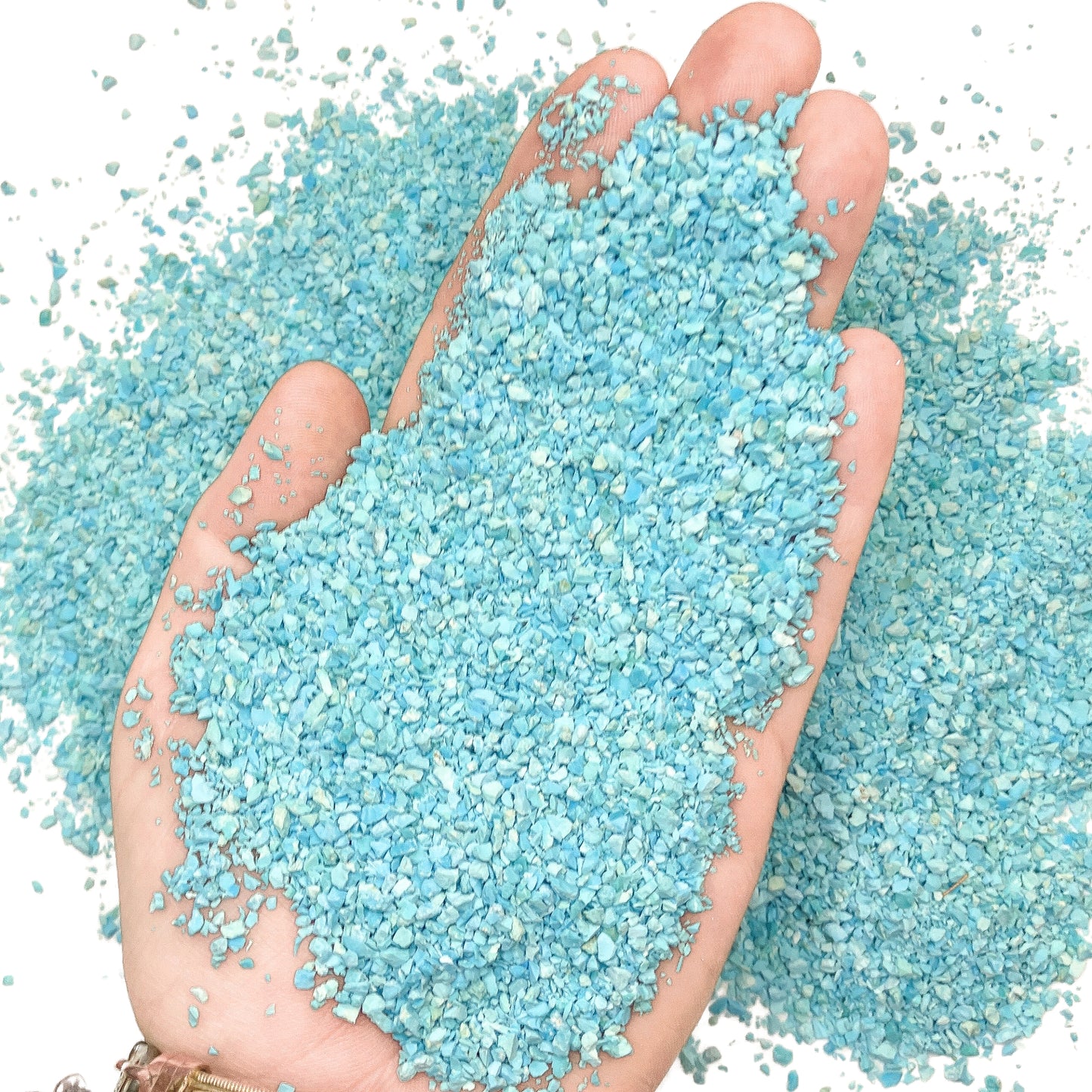 Crushed Premium Unstabilized Kingman Turquoise Sand from Arizona, Medium Sand (0.25mm-2mm) for Woodworking and Ring Inlay, Resin Art, Memorial Jewelry