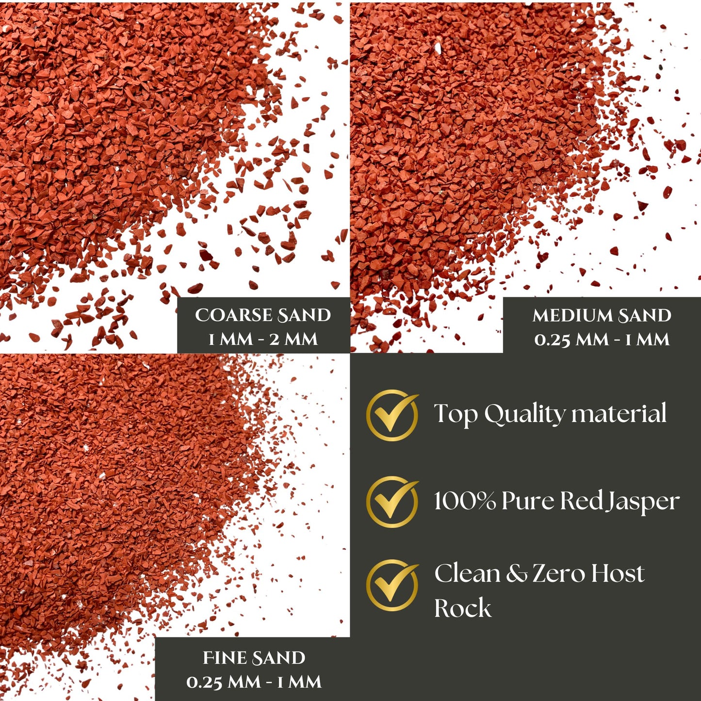 Crushed Brick Red Jasper Sand (Grade A+) from South Africa, 3 Sand Sizes for Woodworking and Ring Inlay, Resin Art, Memorial Jewelry