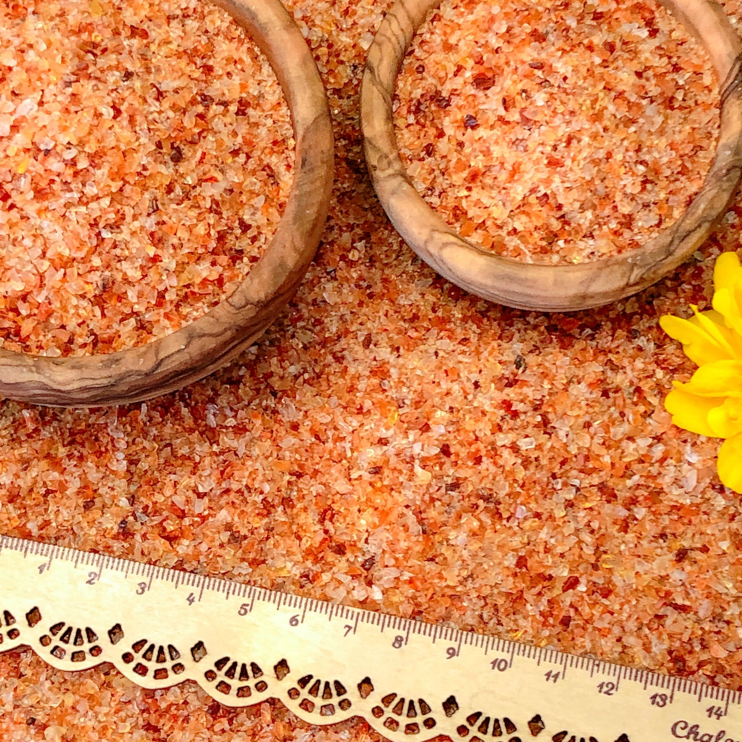 Crushed Dark Orange and Red Carnelian (Grade A) from India, Medium Crush, Sand Size, 2mm - 0.25mm