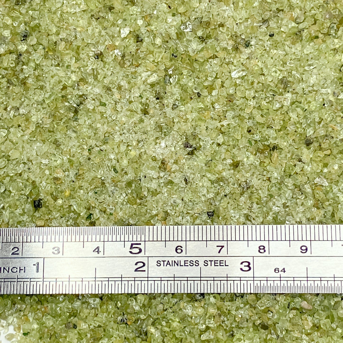 Crushed Green Peridotite (Olivine + Pyroxene) Sand from India, Medium Sand (0.25mm-2mm) for Ring Inlay, Resin Art, Memorial Jewelry