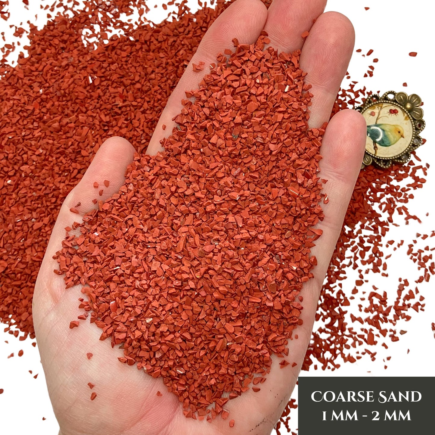 Crushed Brick Red Jasper Sand (Grade A+) from South Africa, 3 Sand Sizes for Woodworking and Ring Inlay, Resin Art, Memorial Jewelry