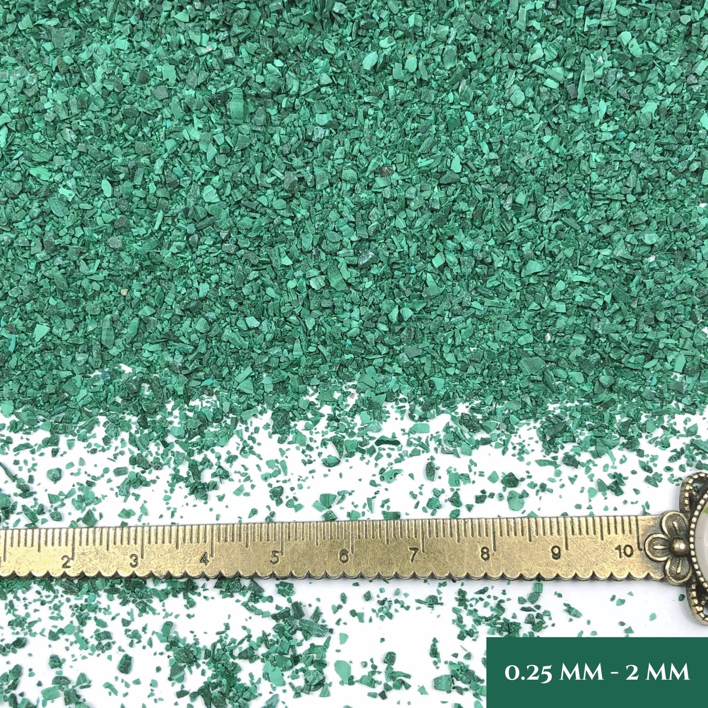Crushed Green Malachite Sand (Grade A) from Republic of Congo, 3 Sand Sizes for Woodworking and Ring Inlay, Resin Art, Memorial Jewelry