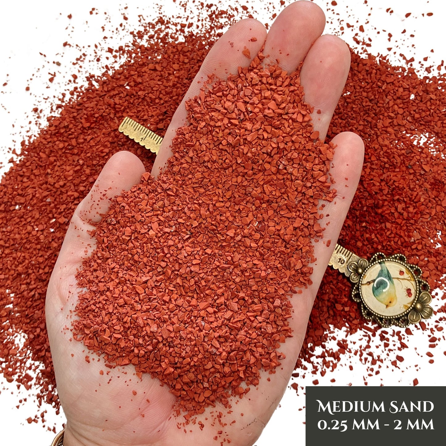 Crushed Brick Red Jasper Sand (Grade A+) from South Africa, 3 Sand Sizes for Woodworking and Ring Inlay, Resin Art, Memorial Jewelry