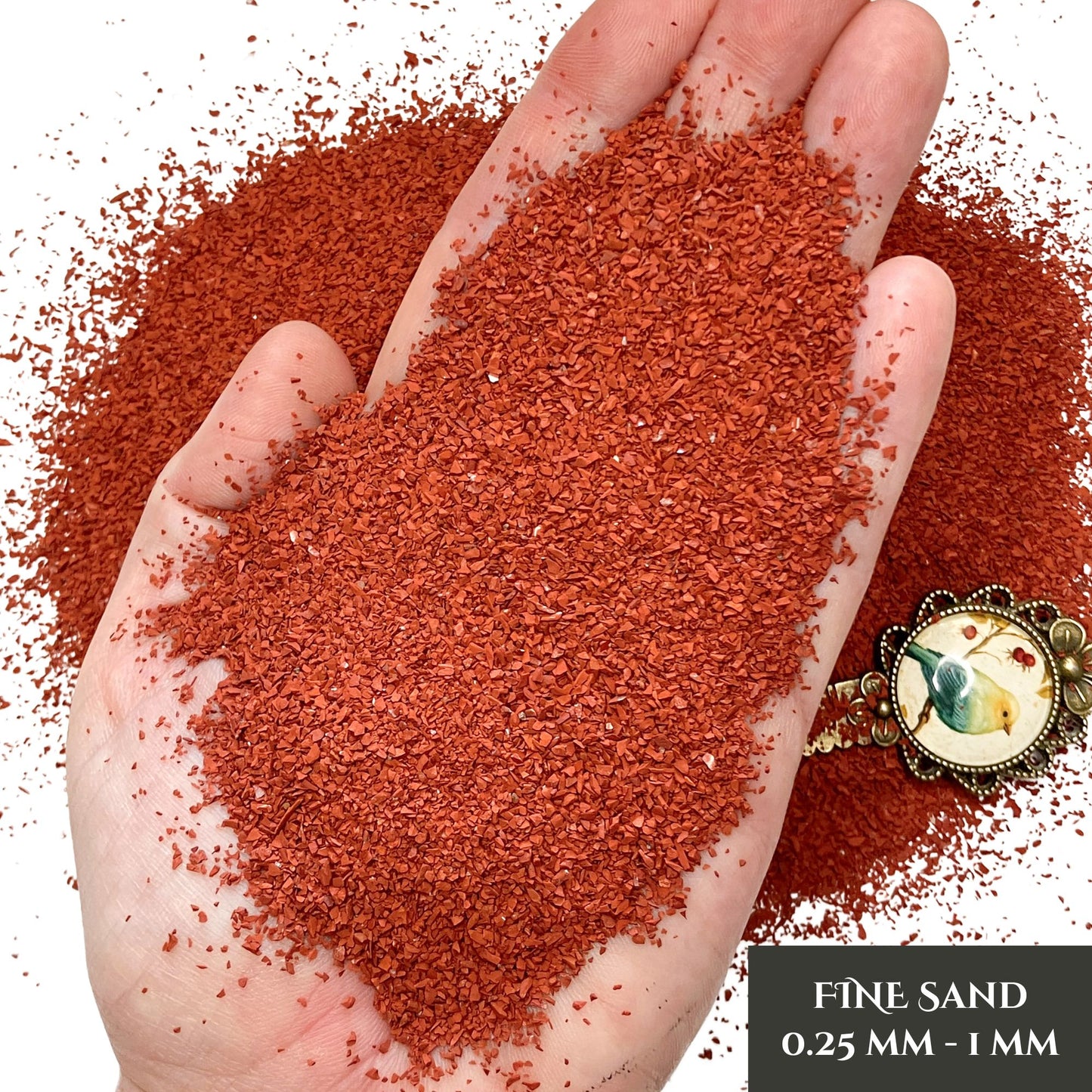 Crushed Brick Red Jasper Sand (Grade A+) from South Africa, 3 Sand Sizes for Woodworking and Ring Inlay, Resin Art, Memorial Jewelry