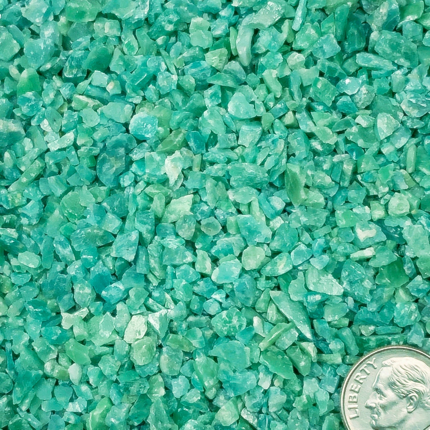 Crushed Blue-Green Amazonite from Russia, Coarse Crush, Gravel Size, 4mm - 2mm