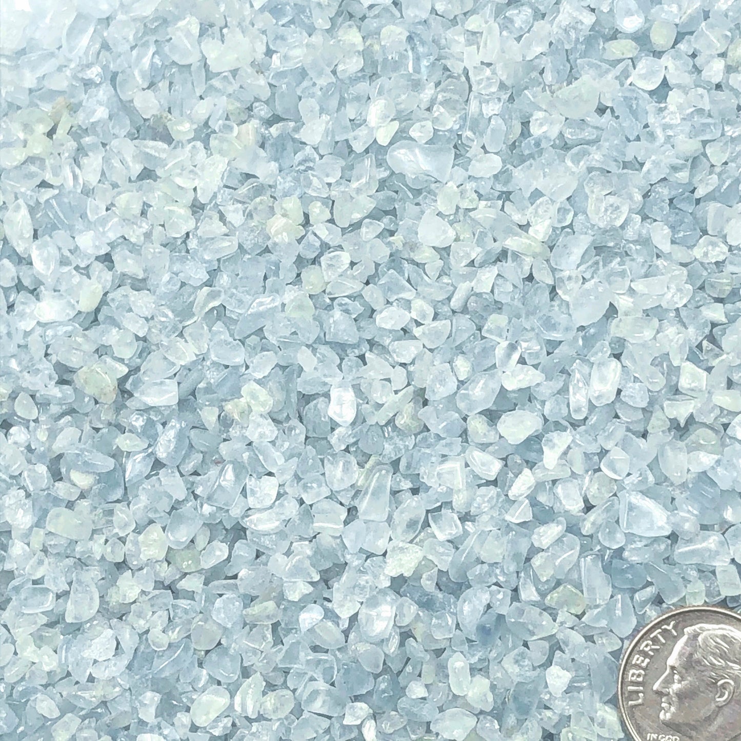 Crushed Blue Aquamarine (Grade A) from Angola, Coarse Crush, Gravel Size, 4mm - 2mm