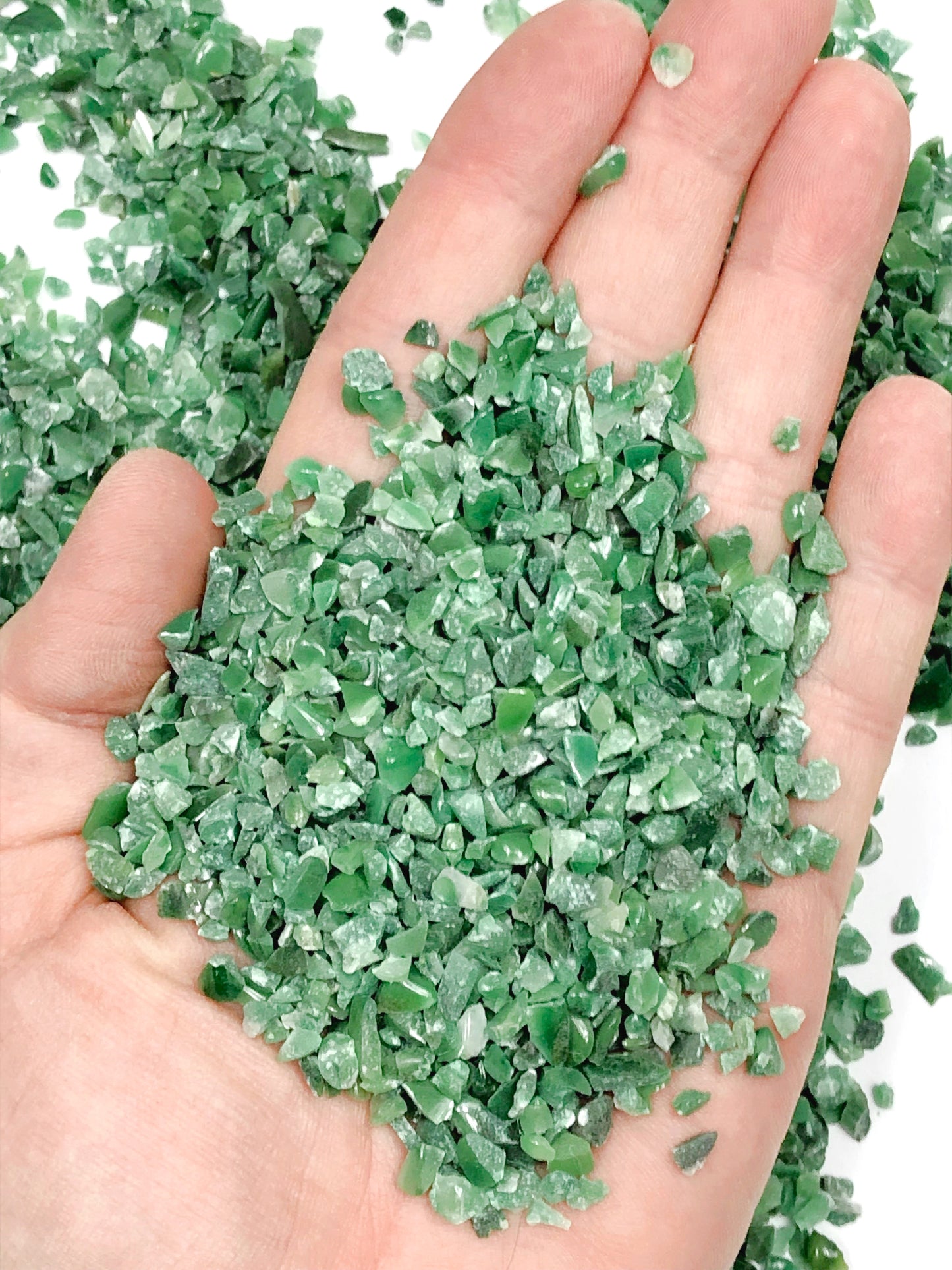 Crushed Green Buddstone Chips from South Africa, Pea-Sized Gravel (2mm-4mm)