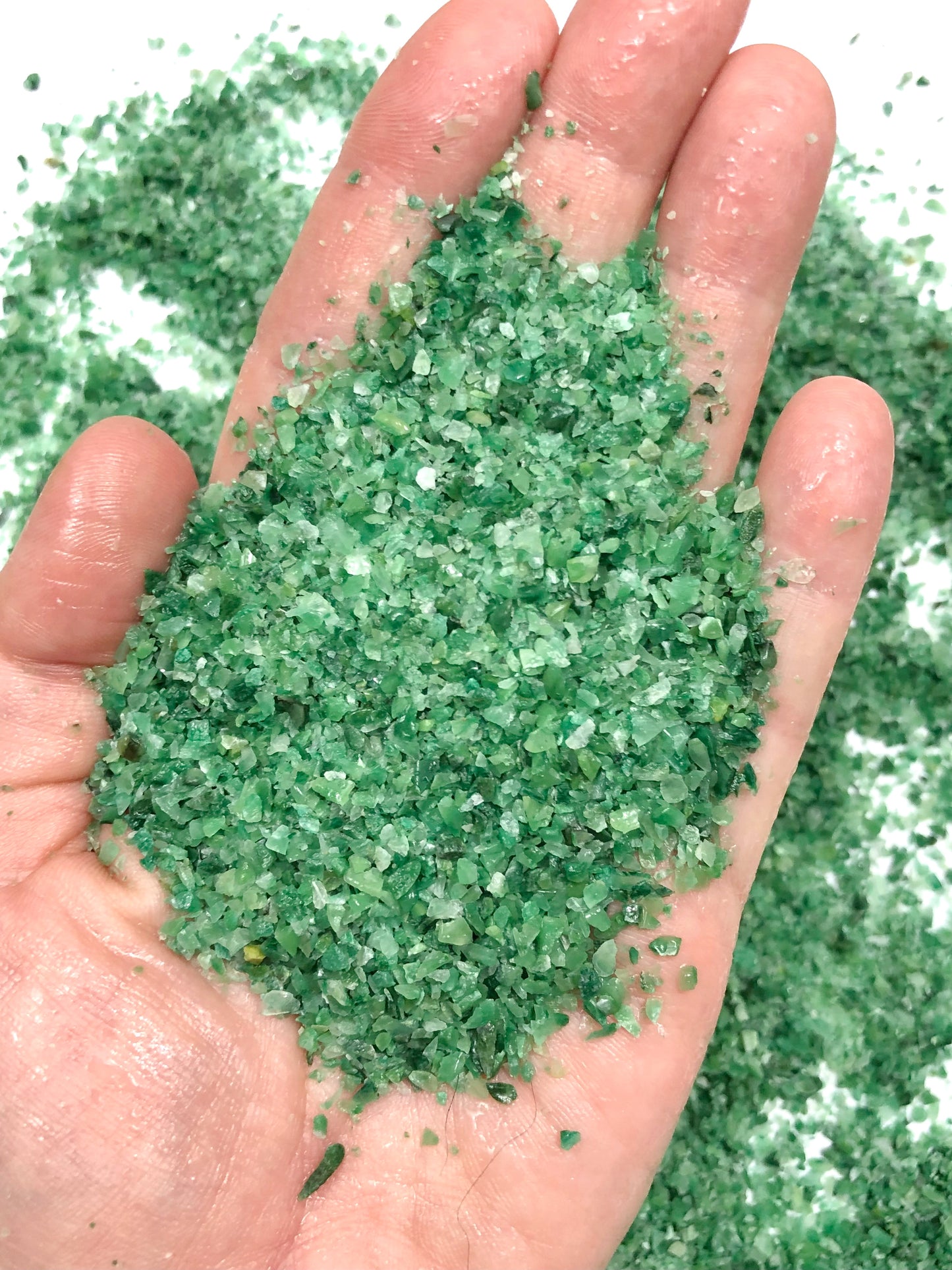 Crushed Green Buddstone from South Africa, Medium Crush, Sand Size, 2mm - 0.25mm