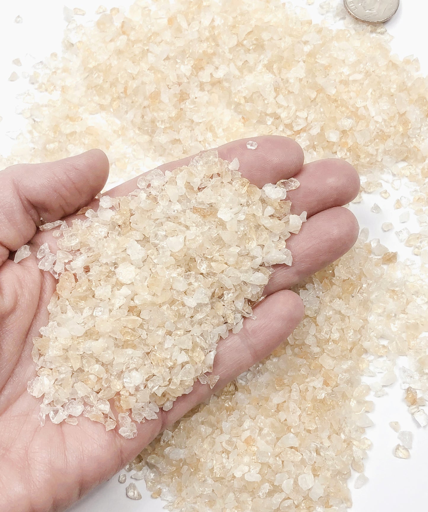 Crushed Golden Citrine Chips (Grade A) from Brazil, Pea-Sized Gravel (2mm-4mm)