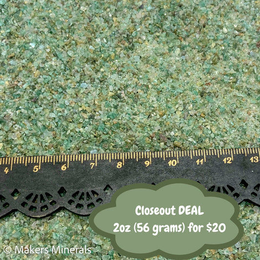 *CLOSEOUT* Crushed Green Emerald Sand (Grade B) from India, Medium Sand (0.25mm-2mm)