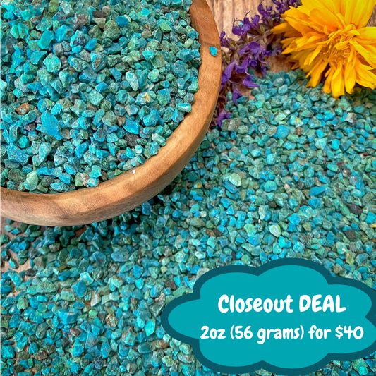 *CLOSEOUT* Crushed Dark Chrysocolla Chips from Peru, Pea-Sized Gravel (2mm-4mm)