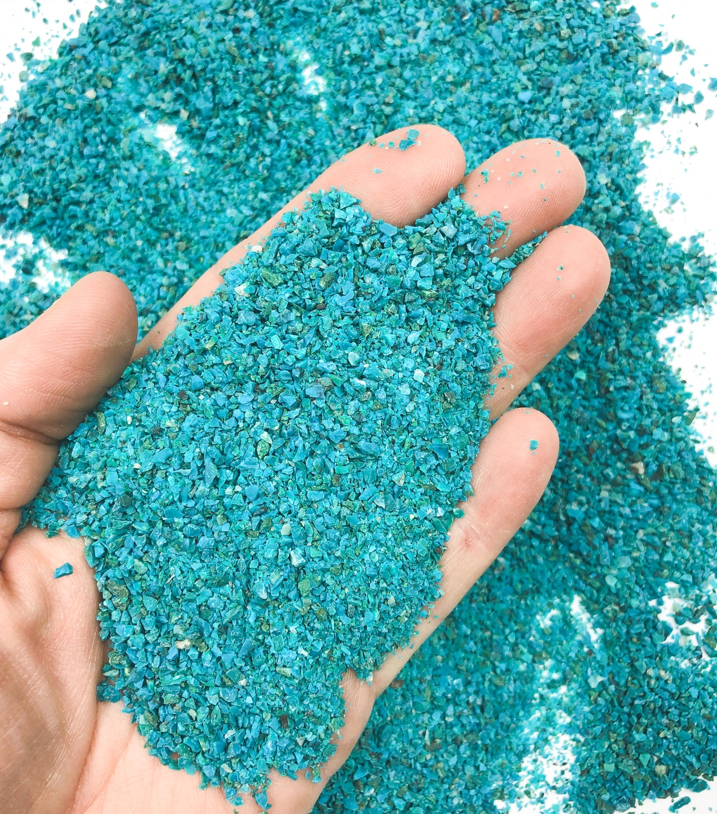 Crushed Dark Blue Chrysocolla from Peru, Medium Crush, Sand Size, 2mm - 0.25mm