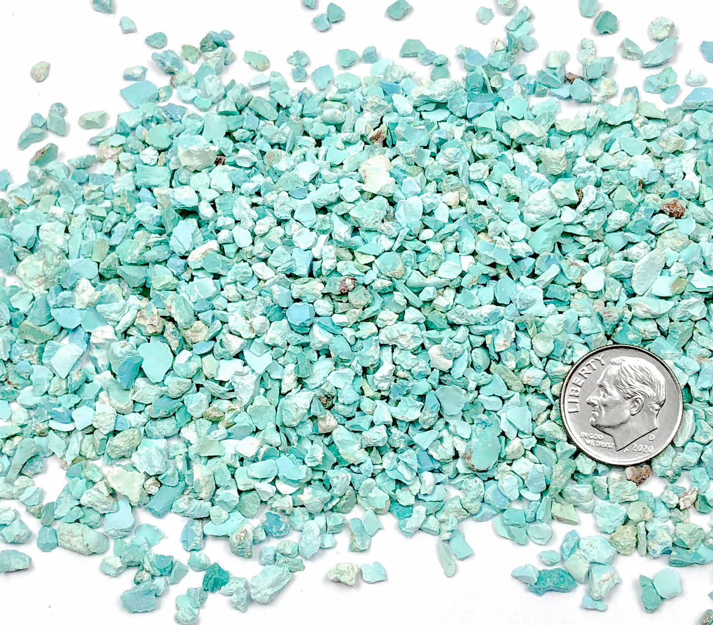 Crushed Blue-Green Fox Turquoise from Nevada, Coarse Crush, Gravel Size, 4mm - 2mm