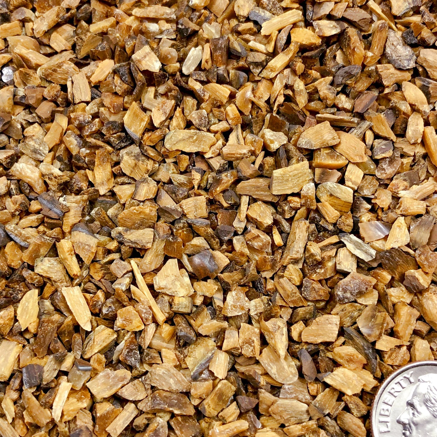 Crushed Gold Tiger's Eye from South Africa, Coarse Crush, Gravel Size, 4mm - 2mm