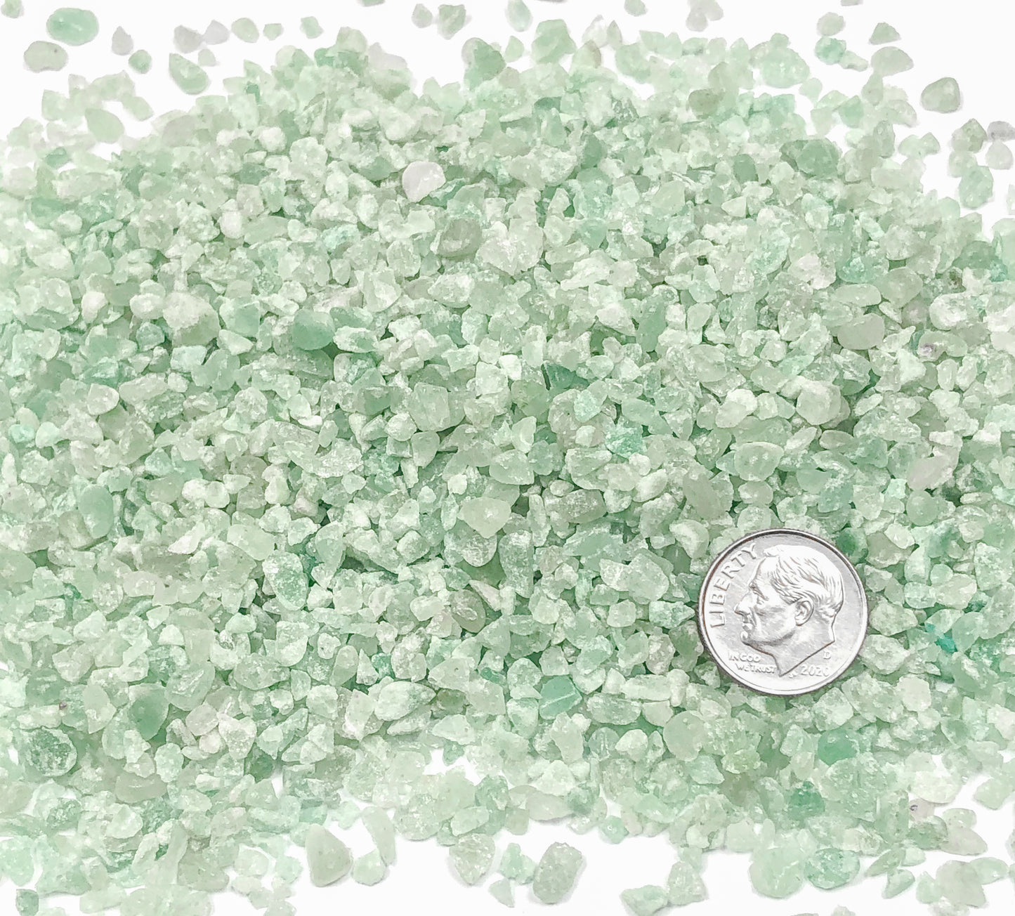 Crushed Light Green Aventurine from India, Coarse Crush, Gravel Size, 4mm - 2mm