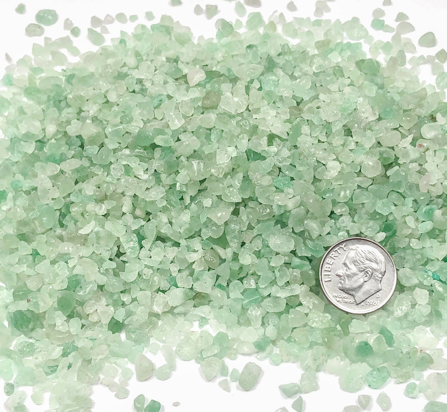 Crushed Light Green Aventurine from India, Coarse Crush, Gravel Size, 4mm - 2mm