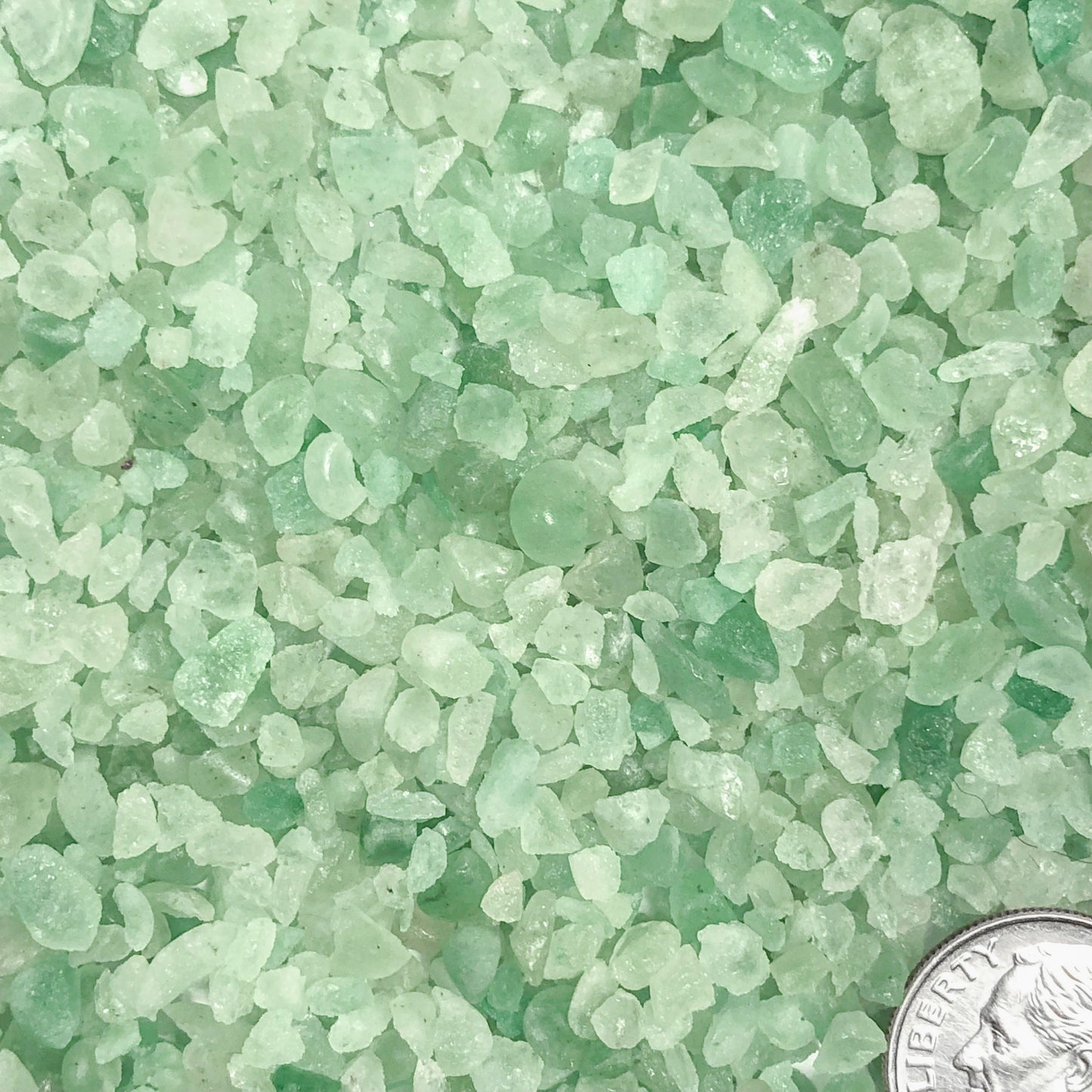 Crushed Light Green Aventurine from India, Coarse Crush, Gravel Size, 4mm - 2mm