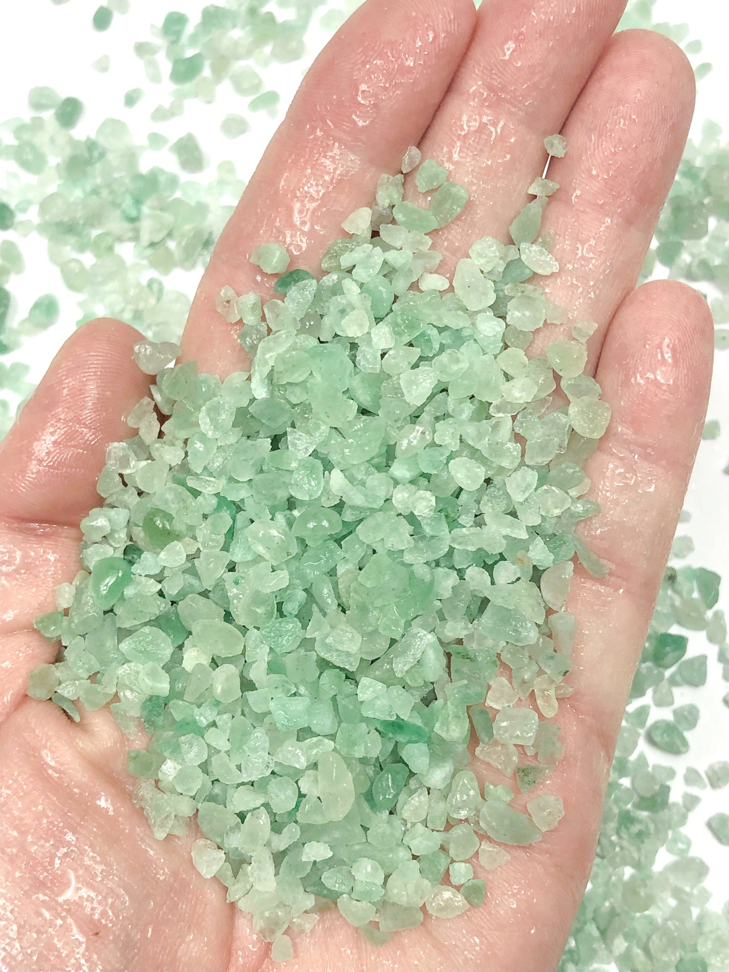 Crushed Light Green Aventurine from India, Coarse Crush, Gravel Size, 4mm - 2mm