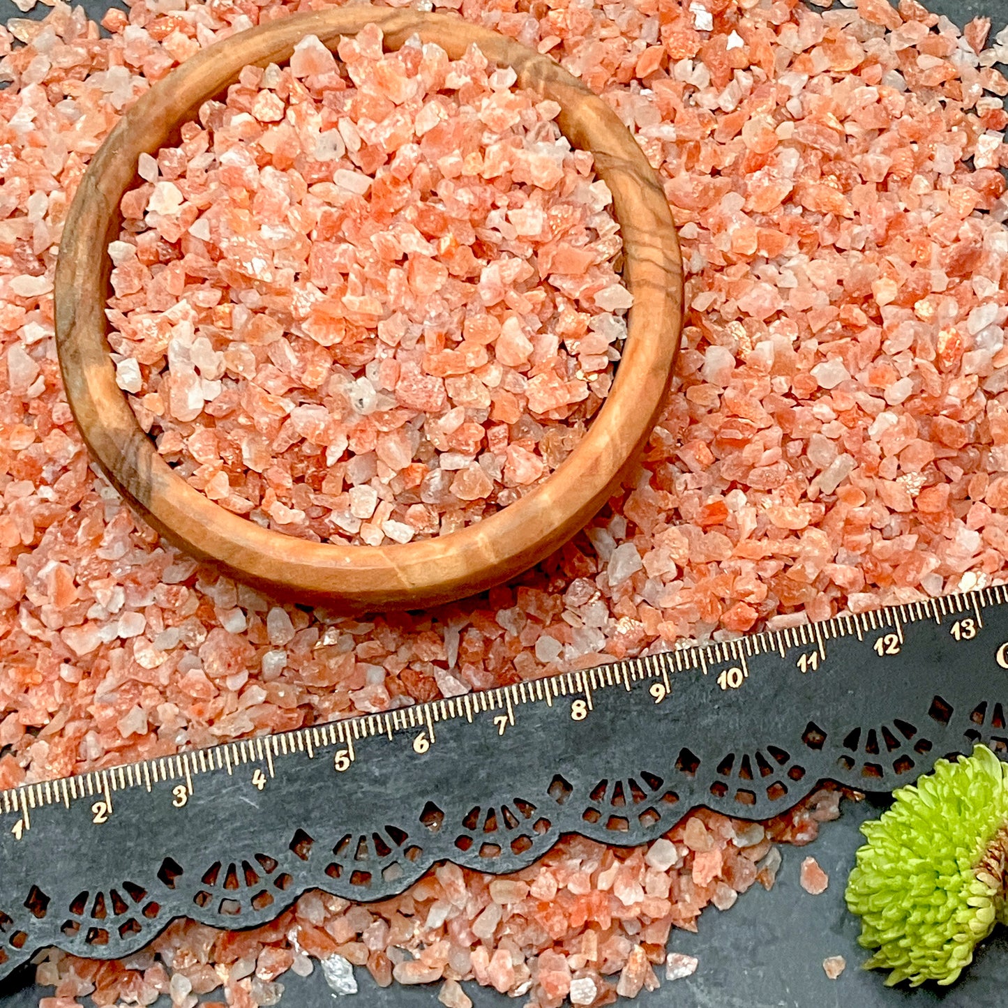 Crushed Coppery-Peach Sunstone Chips from India, Premium Grade, Pea-Sized Gravel, Coarse Crush (2mm-4mm)