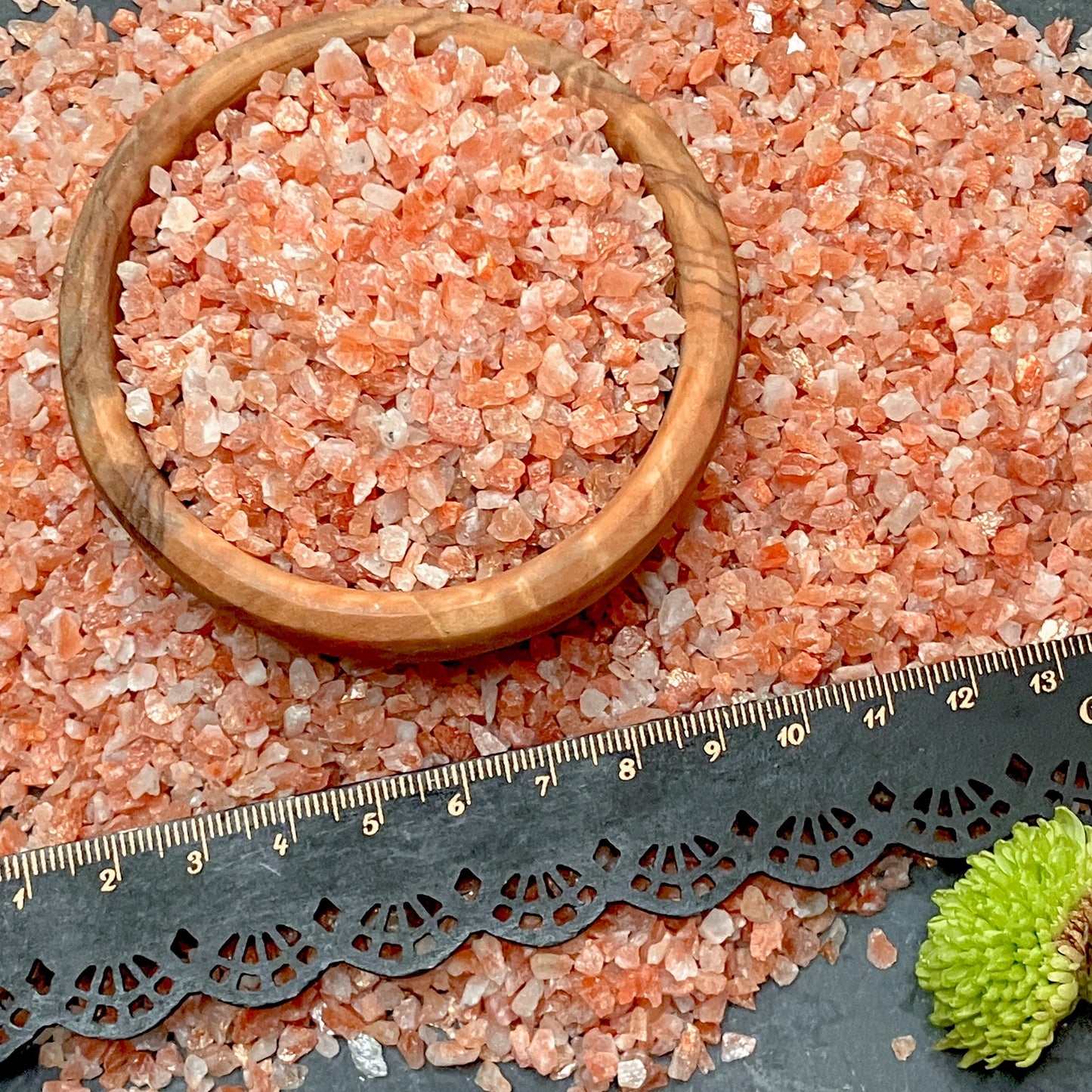 Crushed Coppery-Peach Sunstone Chips from India, Premium Grade, Pea-Sized Gravel (2mm-4mm)