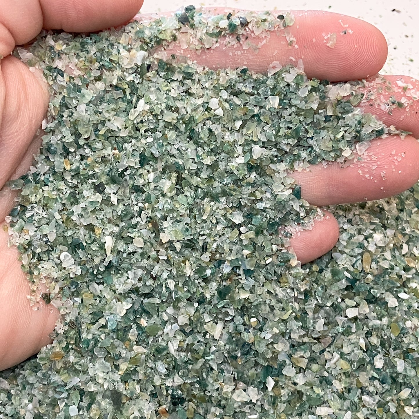 *CLOSEOUT* Crushed Moss Agate Sand from India, Medium Sand (0.25mm-2mm) for Woodworking and Ring Inlay, Resin Art, Memorial Jewelry, Bulk Material