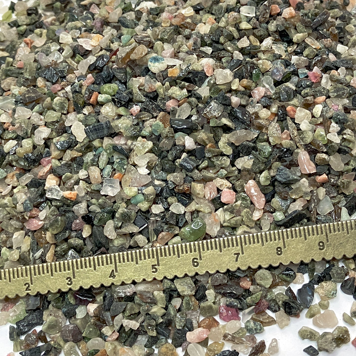 *CLOSEOUT* Crushed Mixed Tourmaline Chips from Brazil, Grade B, Pea-Sized Gravel (2mm-4mm) for Terrariums, Succulents, Resin Art, Embellishments or Orgone Pyramids