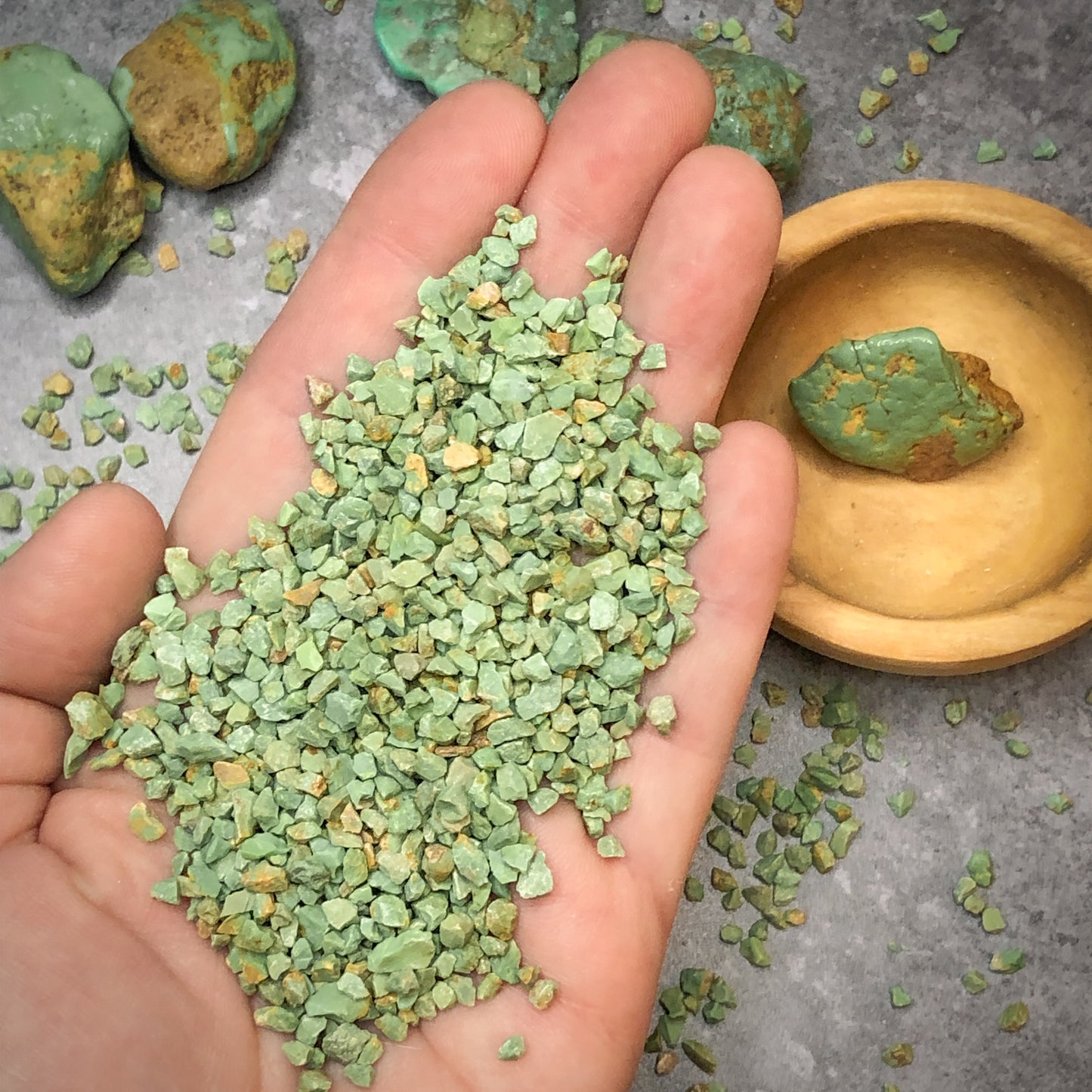 Crushed Green Sonoran Turquoise from Mexico, Coarse Crush, Gravel Size, 4mm - 2mm