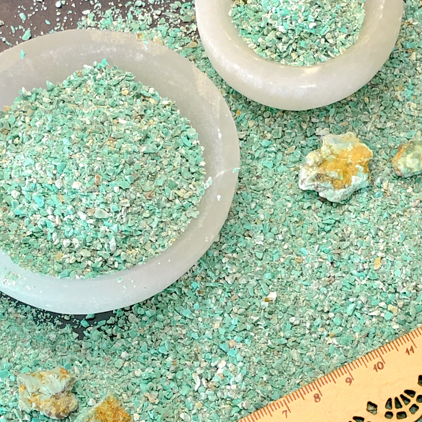 Crushed Blue-Green Tyrone Turquoise from New Mexico, Medium Crush, Sand Size, 2mm - 0.25mm
