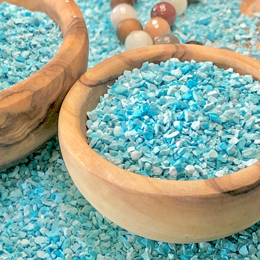 Crushed Blue Sleeping Beauty Turquoise Sand from Arizona, Medium Sand (0.25mm-2mm)