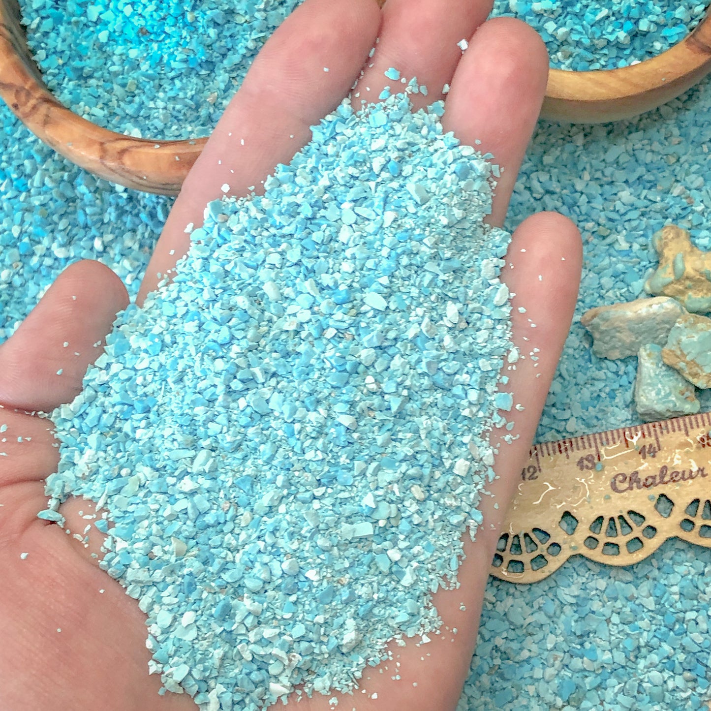 Crushed Blue Sleeping Beauty Turquoise from Arizona, Medium Crush, Sand Size, 2mm - 0.25mm