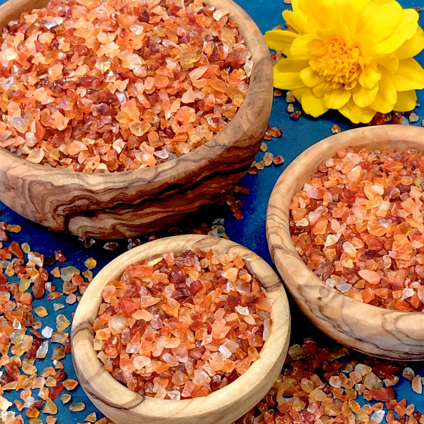 Crushed Dark Orange and Red Carnelian (Grade A) from India, Coarse Crush, Gravel Size, 4mm - 2mm