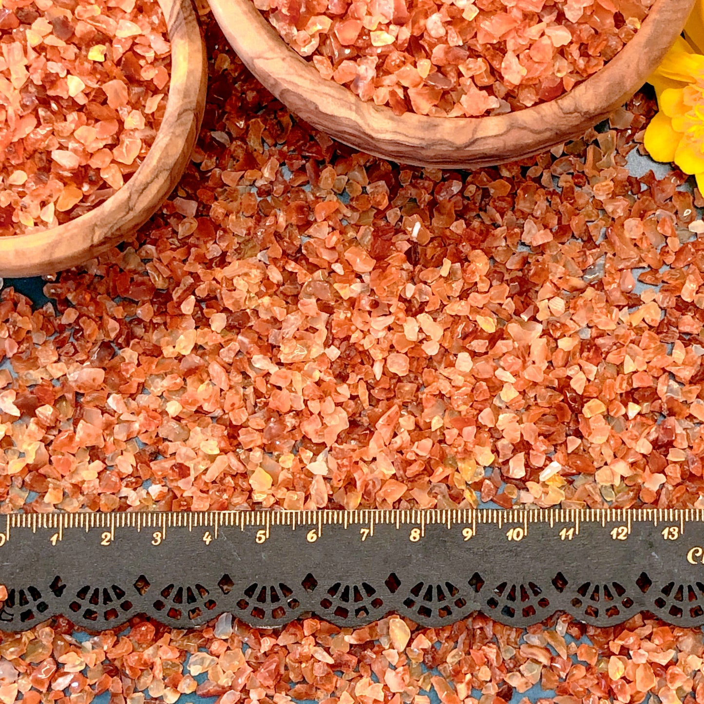 Crushed Dark Orange and Red Carnelian (Grade A) from India, Coarse Crush, Gravel Size, 4mm - 2mm