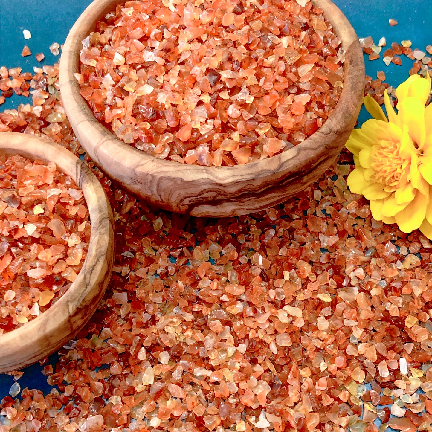 Crushed Dark Orange and Red Carnelian (Grade A) from India, Coarse Crush, Gravel Size, 4mm - 2mm