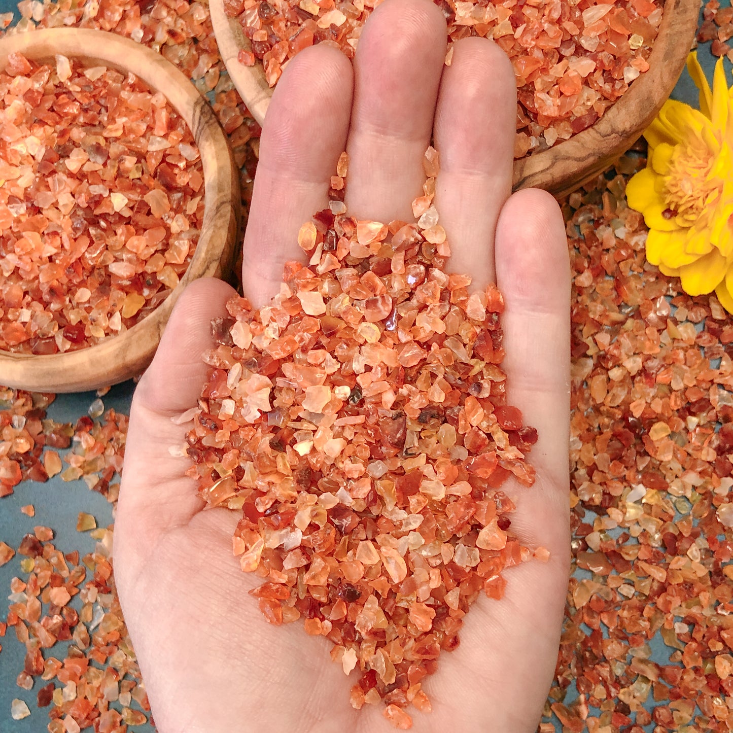 Crushed Dark Orange and Red Carnelian (Grade A) from India, Coarse Crush, Gravel Size, 4mm - 2mm