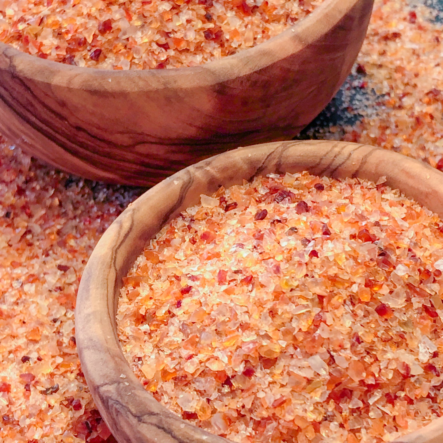 Crushed Dark Orange and Red Carnelian (Grade A) from India, Medium Crush, Sand Size, 2mm - 0.25mm