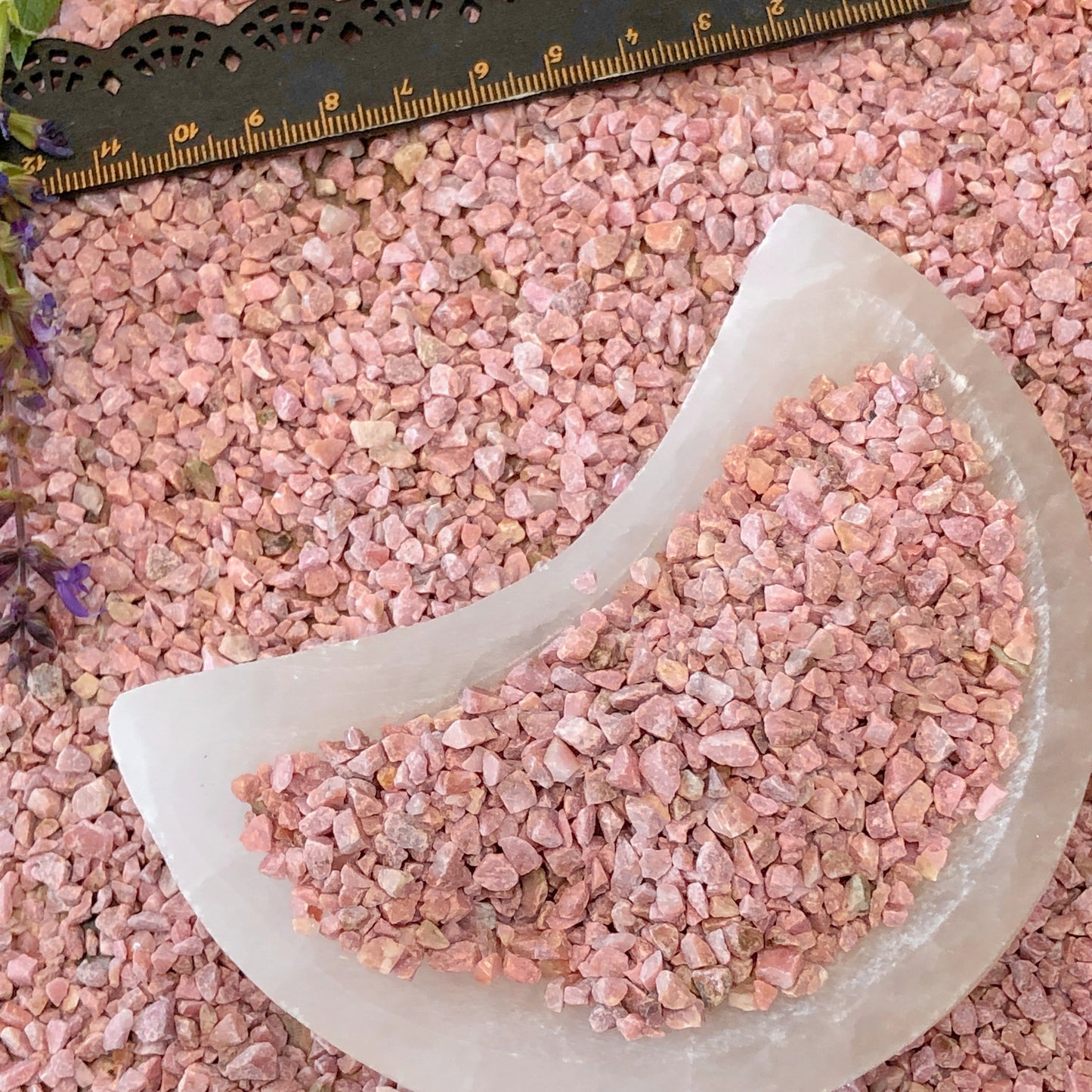 Crushed Pink Rhodonite (Grade A) from Russia, Coarse Crush, Gravel Size, 4mm - 2mm