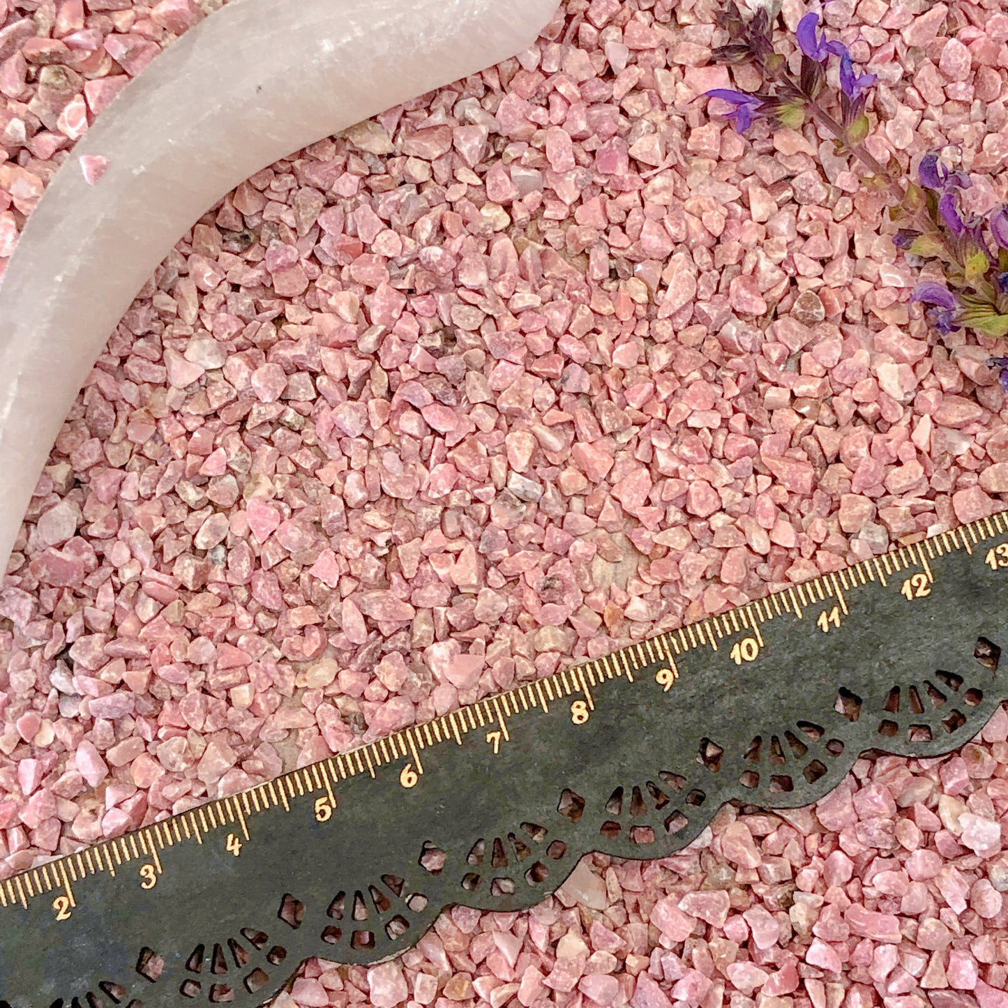 Crushed Pink Rhodonite (Grade A) from Russia, Coarse Crush, Gravel Size, 4mm - 2mm