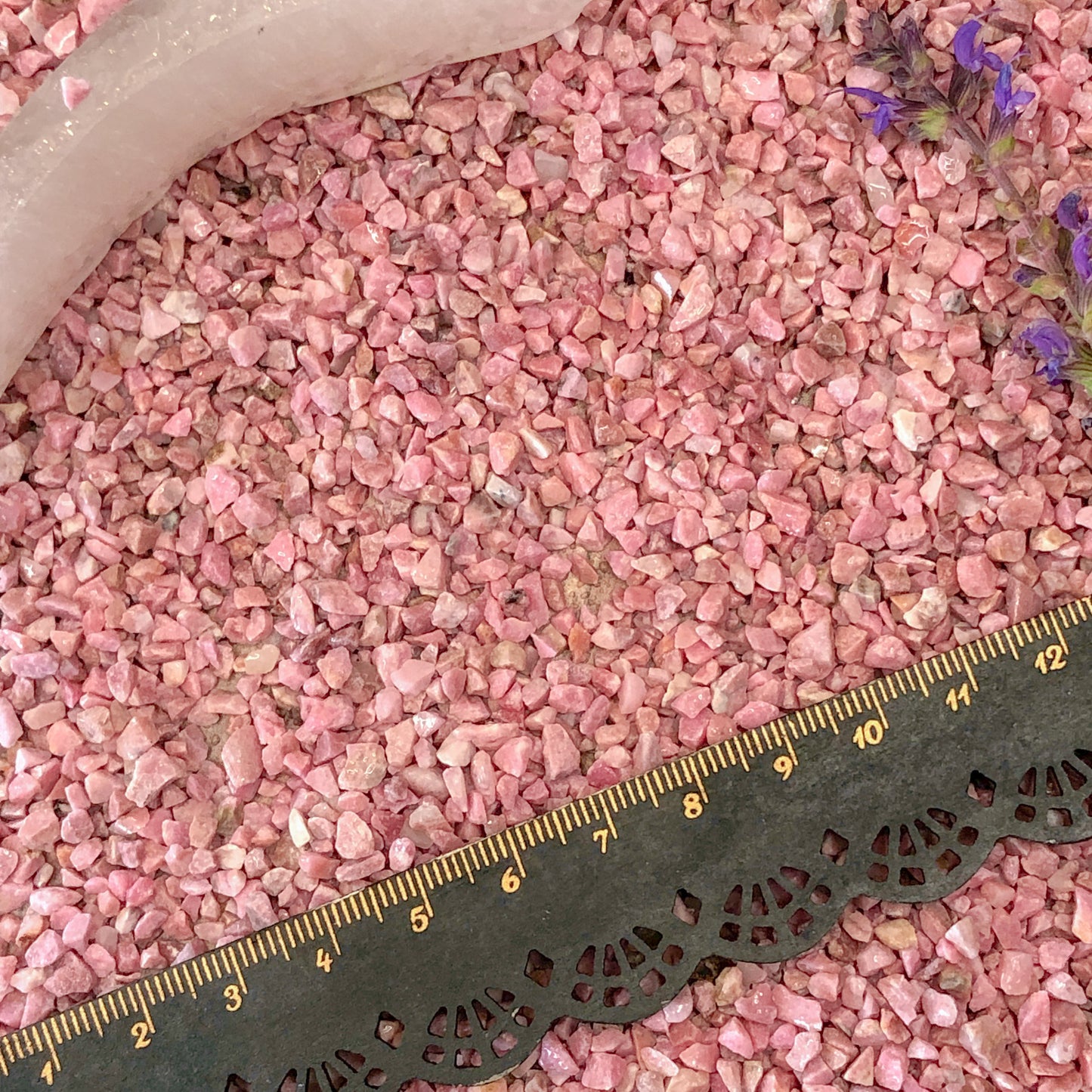Crushed Pink Rhodonite (Grade A) from Russia, Coarse Crush, Gravel Size, 4mm - 2mm