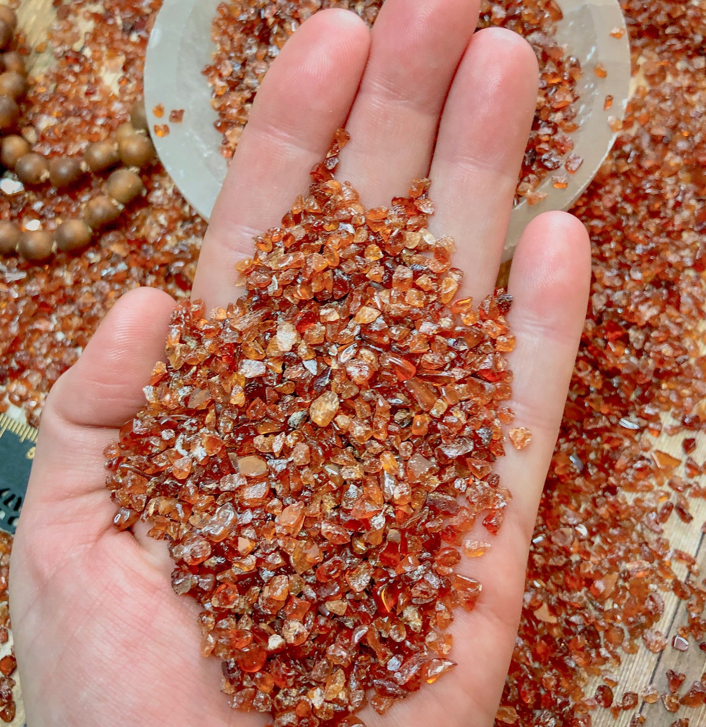 Crushed Spessartine Garnet from China, Coarse Crush, Gravel Size, 4mm - 2mm