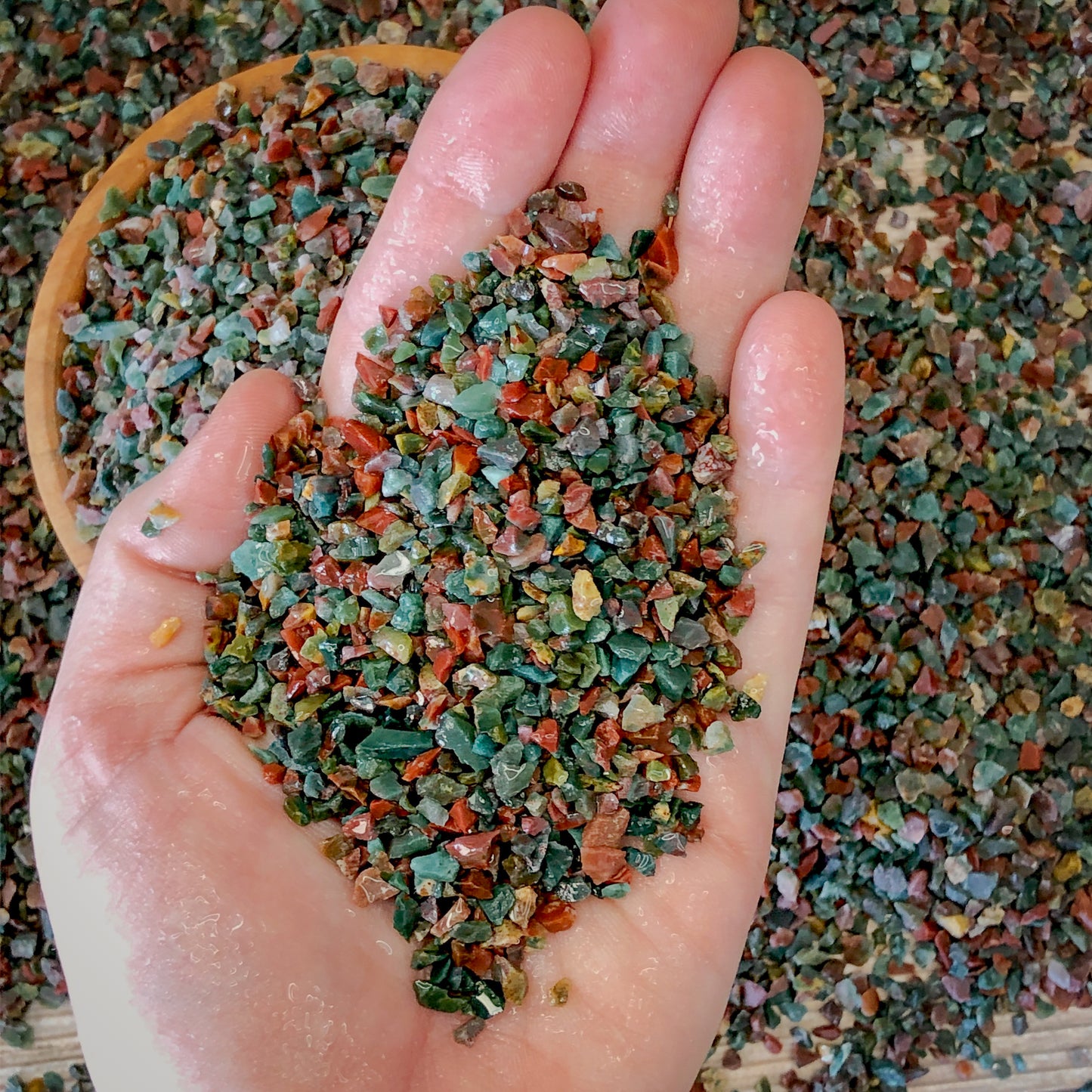 Crushed Fancy Jasper from India, Coarse Crush, Gravel Size, 4mm - 2mm