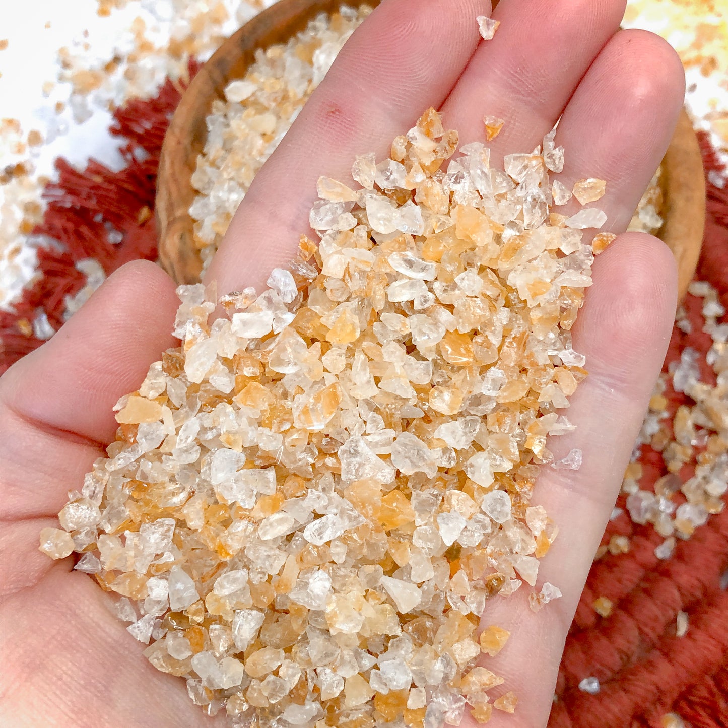 Crushed Golden Healer Quartz (Hematoid Quartz) from India, Coarse Crush, Gravel Size (4mm - 2mm) for Metaphysical Projects, Resin Art, or Jewelry